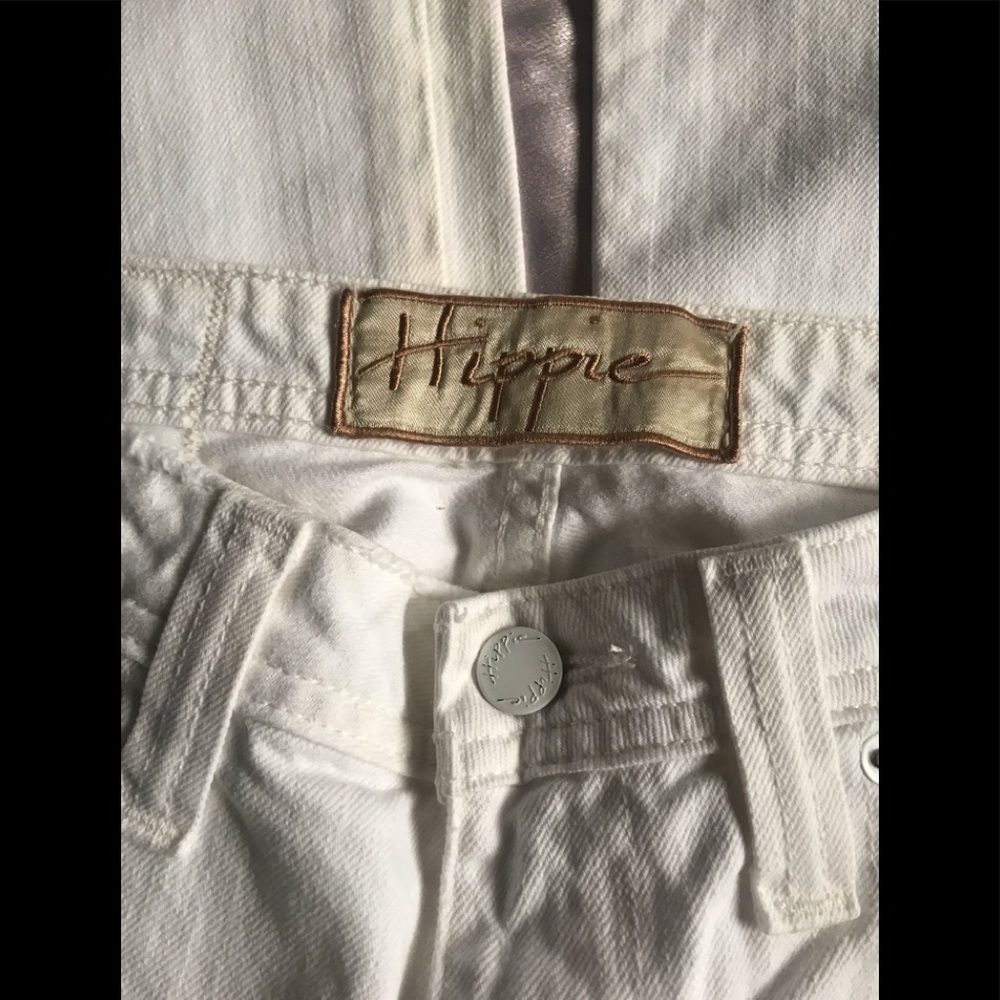 Hippie brand , size 9 authentic white womens  jeans long flare leg - Picture 11 of 16
